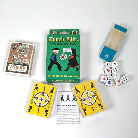 Lot of 3 Vintage games - Dutch Blitz - "FISH-UP" Card Game - MODIANO Poker Dice - Picture 3 of 3